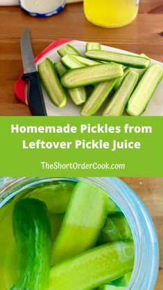 homemade pickles from leftover pickle juice