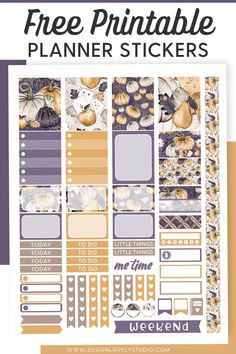 the printable planner stickers are shown with pumpkins and flowers