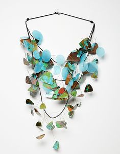 Sedona Kinetics Necklace by Takara Beatheagudell (Mixed-Media Necklace) Artful Home Jewelry, Raku Jewelry, Jewelry Assemblage, Resin Necklaces, Mixed Media Necklace, Laser Cut Paper, Soldered Pendants, Vintage Paper Background, Sustainable Art