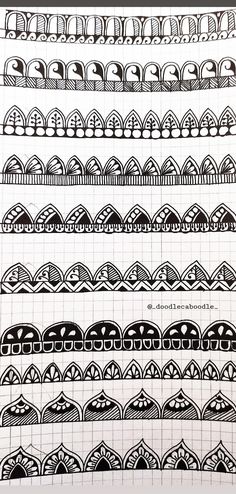 some lines that have been drawn on paper with black and white ink, each line has different