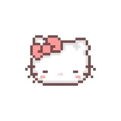 an image of hello kitty with pink bow on it's head in pixel style