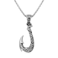 PRICES MAY VARY. Elevate your style with our Men's Fish Hook Necklace, featuring a striking silver fish hook pendant. Inspired by the rich culture of Hawaii, this necklace is a nod to the traditional Manaia symbol, representing strength and protection. Designed for everyday wear, this necklace is comfortable to wear with its adjustable chain. It pairs well with casual or formal attire, making it a versatile choice for any occasion. Ideal for gifting, our silver fish hook necklace is a thoughtful Anchor Necklace Men, Silver Necklaces With Fish Hook For Gift, Nautical Sterling Silver Necklace For Gift, Adjustable Sterling Silver Fish Hook Jewelry, Fish Hook Necklace, Hook Necklace, Nautical Jewelry, Presents For Men, Bone Carving