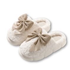 PRICES MAY VARY. Elegant Design: Embrace a touch of elegance with the charming bowknot detail on these slippers, perfect for those who appreciate a stylish twist to their home attire. Superior Warmth: Made with thick soles and soft materials, these slippers are designed to keep your feet warm and cozy throughout the colder months. Ultimate Comfort: Enjoy the plush comfort that comes from our specially designed thick soles, ideal for prolonged wear around the house. Ideal Gift for Her: Surprise a loved one with these stylish and comfortable slippers — a thoughtful gift for birthdays, holidays, or any special occasion. Reliable Material: Crafted to last, these slippers are built for daily indoor use, providing both durability and long-lasting comfort. Add Elegance to Your Home Wear with Our Cute Slippers Aesthetic, Amazon Slippers, Cutest Slippers, White Slippers, Shoes To Buy, Sleep Time, Cute Slippers, Comfortable Slippers, Winter Slippers