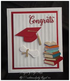 congratulations card with graduation cap and books