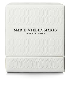 a white box with the words marestella - mairis care for water on it