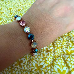 Beautiful Colors! Never Worn. Fun Piece To Wear. Multicolor Cubic Zirconia Multi-stone Bracelets, Womens Jewelry Bracelets, Pink White, Beautiful Colors, Size 7, Women Jewelry, Bracelet, Women Shopping, Pink