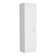 a tall white cabinet on a white background