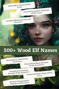 an advertisement for wood elf names