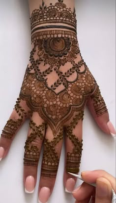 a woman's hand with henna on it