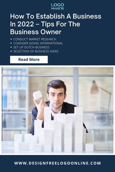 a man sitting in front of a pile of white cubes with the words how to establishment a business in 2012 - tips for the business owner