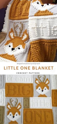 a crocheted blanket that has been made to look like a fox