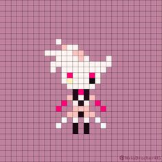 please😭😭😭 Easy Hazbin Hotel Drawings, Pixel Art Pattern Hazbin Hotel, Helluva Boss Pixel Art Grid, Hazbin Hotel Pixel Art Grid, Hazbin Hotel Perler Bead Patterns, Helluva Boss Perler Beads, Hazbin Hotel Crochet, Pixel Art 8x8, Helluva Boss Pixel Art