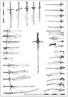 an image of different types of swords