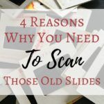 a pile of books with the title 4 reasons why you need to save those old slides