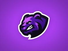 a purple and black bear logo on a purple background