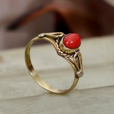 "Brass Coral Ring, Gemstone Ring, Brass Ring, flower Ring, Red Coral Ring, Statement Ring, Handmade Ring, Brass ring, Unique Ring ♥ SIZE:- All Size Are Available, choose from variation. ♥ METAL:- Brass ♥ STONE:- Red Coral ♥ Benefits Of Coral... Red Coral gemstone imparts courage and helps in overcoming fear and nervousness in the individual. This is the best gemstone, which can boost the self-esteem of the wearer. This gemstone has amazing healing effects. It helps in overcoming various skin rel Red Oval Stackable Promise Rings, Red Open Stackable Rings As A Gift, Red Open Stackable Rings For Gift, Red Open Ring Stackable Rings For Gift, Bohemian Red Anniversary Rings, Red Crystal Ring With Stone Setting For Promise, Red Crystal Promise Ring With Stone Setting, Red Vintage Crystal Promise Ring, Red Gemstone Stackable Rings For Gifts