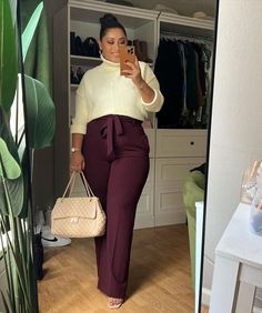 Plus Size Church Outfits Black Women, Church Pants Outfit, Plus Size Church Outfits, Church Outfit Fall Sunday, Sunday Outfit Church Casual, Church Outfits Black Women, Sunday Outfit Church, Burgundy Fits, Winter Outfits For Church