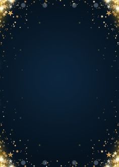 a blue background with gold stars and sparkles in the center, as well as an empty space for text