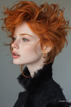 Red Hair Ideas: Inspiring Styles for a Vibrant Look - Puqqu Mohawk Hairstyles For Women, Curly Pixie Haircuts, Auburn Red, Wavy Hairstyle, Ginger Hair Color, Gorgeous Hair Color, Ginger Snap, Tousled Waves, Copper Hair Color