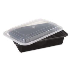 plastic food container with lid on white background