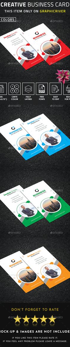 an assortment of business cards with different colors and sizes, including one for each card