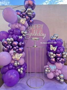 Balloon Decorations Diy Tutorials, Unique Birthday Party Ideas, 17th Birthday Ideas, Birthday Room Decorations, Purple Birthday, Birthday Party Theme Decorations, Birthday Planning, 12th Birthday