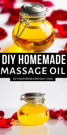 Message Oil Essential Oils, Massage Oil Recipe Diy, Herbal Massage Oil Recipe, How To Make Massage Oil Recipe, Essential Oil Massage Recipe, Diy Body Massage Oil, Herbal Massage Oil, Message Oil Recipe, Body Massage Oil Recipe