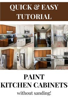 Paint cabinets kitchen white Diy Paint Kitchen Cabinets, Paint Cabinets Kitchen, Paint Kitchen Cabinets Without Sanding, Kitchen Cabinets Dark, Best Paint For Kitchen, White Kitchen Makeover, Easy Renovations, Kitchen Cabinets Before And After, Diy Kitchen Cabinets Makeover