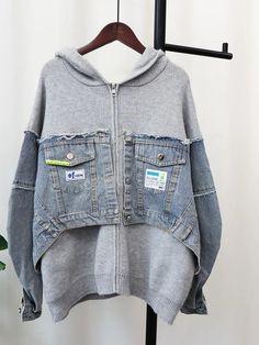 Shipping: Worldwide Express Shipping AvailableDelivery time: 7-15Days Fast ShippingReturns: Fast refund, 100% Money Back Guarantee. Ropa Upcycling, Patch Sweater, Patchwork Cardigan, Upcycled Fashion, Jeans Diy, Long Sleeve Pullover Sweater, Long Sleeves Coats, Coat Women, Denim Patchwork