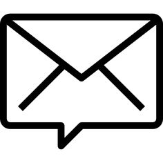 an email envelope icon with a speech bubble in the middle, on a white background