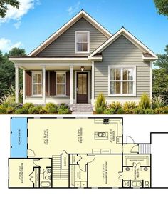 the floor plan for a small house with an attached garage and living room, as well as