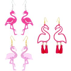 PRICES MAY VARY. Package includes: you will receive 3 pairs pink flamingo earrings, which are looks like chic and exquisite and can match to your daily wearings, meeting your various nedds. Premium material: our flamingo dangle earrings made of hypoallergenic alloy and acrylic material, nickel-free and lead-free. The surface is polished with excellent texture the earring look very shiny and smooth. Our hypoallergenic earrings will be a better choice. Unique design: our pink earrings are featured Cheap Pink Earrings For Valentine's Day, Flamingo Earrings Diy, Flamingo Earrings Clay, Vibrant Pink Beach Earrings, Flamingo Jewelry, Special Gifts For Him, Flamingo Earrings, Bling Earrings, Statement Drop Earrings