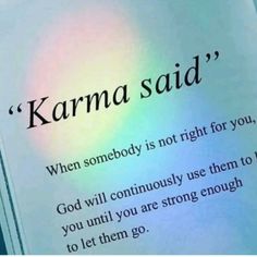 an open book with the words karma said on it