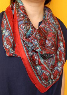 Bohemian Silk Shawl With Floral Print, Bohemian Silk Floral Print Shawl, Floral Print Shawl Scarf, One Size Multicolor Dupatta, Red Bohemian Shawl With Floral Print, Multicolor One Size Fits All Dupatta, One Size Floral Print Shawl Scarf, Floral Print Shawl Scarf One Size, Red Bohemian Dupatta With Floral Print