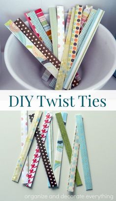 diy twist ties in a bowl with text overlay