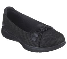 Stylish and versatile comfort combine in Skechers On-the-GO Flex - Peony. This skimmer style features a mesh upper with a knot detail, high-rebound Skechers Air-Cooled Goga Mat insole, and lightweight ULTRA GO cushioning. | Skechers Women's On-the-GO Flex - Peony Flats | Medium Width | Skechers Air-Cooled Goga Mat breathable insole with high-rebound cushioning | Lightweight, responsive ULTRA GO cushioning | Crafted with 100% vegan materials | Mesh upper with knot detail | Flexible traction outso Cute Comfy Shoes, Skechers Shoes Women, Year Goals, Yoga Shoes, Shoes Skechers, Skechers Bobs, Lace Up Wedges, Shoes Flats Sandals, Stitch Fix Stylist