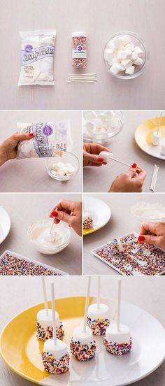 someone is making cake pops with sprinkles on them, and then they're ready to eat