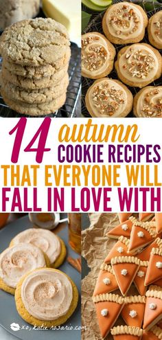 14 Autumn Cookie Recipes That Everyone Will Fall In Love With | It's time to Fall in love with cookies this season. These autumn inspired cookie recipes are completely irresistible! These easy to make Fall cookies are perfectly soft and moist and some are even covered with sweet spiced frosting we all crave! Make these Fall cookie recipes for any party or DIY gift this Autumn. #xokatierosario #easycookierecipes #fallcookierecipes #autumnrecipes Fall Cookies Recipes, Spiced Frosting, Spice Frosting, Fall Cookie Recipes, Pumpkin Sugar Cookies, Easy Sugar Cookies, Autumn Inspired, Fall Cookies, Delicious Cookie Recipes