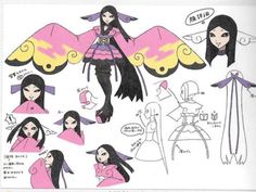 an image of a paper doll that is being made in anime style, with various poses and