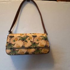 Nwot Liz Claiborne Palm Tree With Pineapples Woven Purse Handbag Shoulder Bag. This 9" X 4" Purse Is In Excellent New Condition. Perfect To Keep Or Give As A Gift. Has 1 Zippered Compartment Inside. Leather Strap, Pineapple Charm. Non Smoking Home. Lei Purse, Woven Purse, Liz Claiborne, Palm Tree, Palm Trees, Purses And Handbags, Leather Straps, Pineapple, Purse