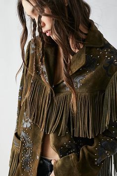 Hendrix Fringe Jacket | Free People Vintage Fringe Jacket, Southwest Fashion, Fur Hood Coat, Fringe Leather Jacket, Western Style Outfits, Suede Fringe Jacket, Rocker Chic