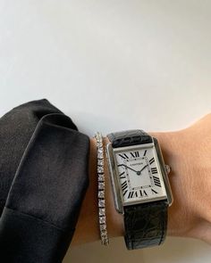 cartier and tennis bracelet combo Elegant Watches Women, Girly Jewelry