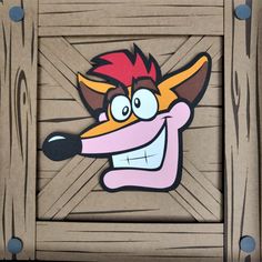 an image of a cartoon character painted on wood