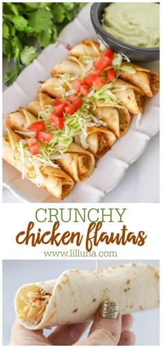 Delicious, crunchy flautas filled with shredded chicken (shredded beef works too), salsa, cheese, green chiles and more! They can be fried, air fried or even baked to be a delicious and easy dinner idea or appetizer. #chickenflautas #flautas #mexicanrecipes #mexican #chicken Chicken Flautas Recipe, Flautas Recipe, Chicken Flautas, Chicken Shredded, Salsa Guacamole, Green Chiles, Noodle Casserole, Lost 100 Pounds, Shredded Beef