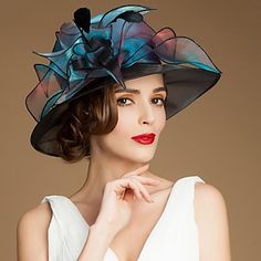 Women's/Flower Girl's Flax/Organza/Silk Headpiece - Special Occasion/Casual/Outdoor Hats – GBP £ 21.89 Garden Party Outfit, Mens Hats Fashion, Party Outfits For Women, Organza Wedding, Kentucky Derby Hats, Kentucky Derby Hat, Fancy Hats, Church Hats, Cloche Hat