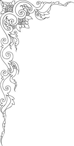 a black and white drawing of an ornate frame with swirls on it's sides