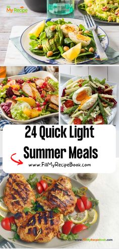 24 Quick Light Summer Meals recipe ideas to create for a breakfast, lunch or dinner that are simple, healthy food for family, kids or a crowd. Simple Healthy Food, Summer Squash Pasta, Crowd Recipes, Chicken Caesar Salad Wraps, Caesar Salad Wrap, Light Dinners, Food For Family, Thm Dinner, Light Summer Meals