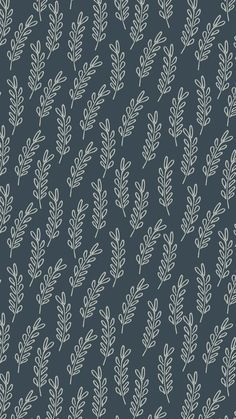 a gray and white leaf pattern on a dark blue background, with small leaves in the center