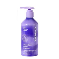 Meet your go-to purple shampoo. Eva NYC Tone It Down! Blonde Shampoo delivers radiant, cool-toned blonde hair that's bright, shiny, and soft. The ultra-violet hue neutralizes yellow brassy tones, for salon-fresh blonde, every time. This formula is also nutrient-rich and sulfate-free to provide gentle cleansing. Time to kick some serious brass! Eva NYC's packaging is now made from 100percent recyclable aluminum! Just add it to your curbside bin, and it can continue to be recycled forever. ​ To re Best Blonde Shampoo, Cool Toned Blonde Hair, Blonde Back, Cool Blonde Tone, Best Purple Shampoo, Purple Shampoo For Blondes, Blonde Shampoo, Eva Nyc, Purple Shampoo And Conditioner