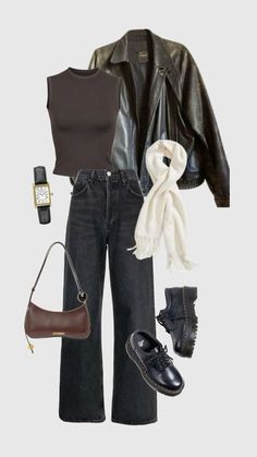 Casual Gig Outfits, Formal Black Jeans Outfit, Fall Dark Feminine Outfits, London Style Aesthetic, Meal Outfit Evening, 21 Year Old Outfits, Winter Downtown Outfits, Black Leather Pants Outfit Casual, Modern Dark Academia Fashion